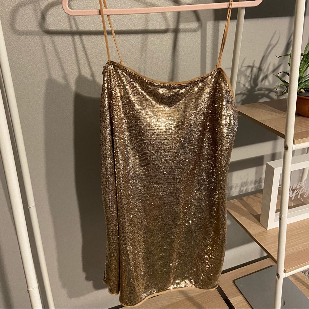 Free people gold sequin dress